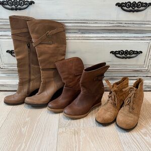 Women’s Brown Leather & Suede Heeled Boots - Classic Chestnut Styles